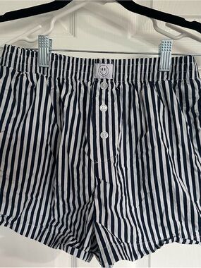 Striped Navy & White Stripped Boxer Shorts - Women's Pajama Bottoms